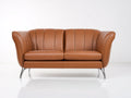 Canapé 2 places-Cuir-187x90x84 cm-Marron cognac-Style contemporain