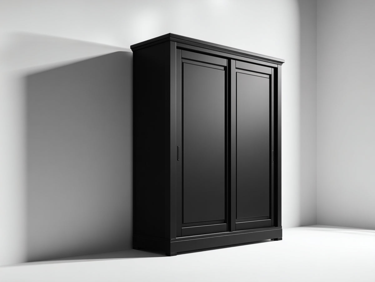 Armoire - Panneaux de bois - 150 x 60 x 200 cm - Noir - Style classique