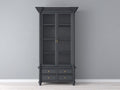 Vitrine - Bois - Verre - 110 x 45 x 210 cm - Gris anthracite - Style classique