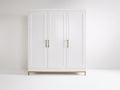 Armoire - Panneaux de bois - Métal - 170 x 55 x 195 cm - Blanc-Doré - Style classique élégant