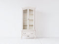 Vitrine - Bois - Verre - 98 x 42 x 195 cm - Blanc ivoire - Style romantique