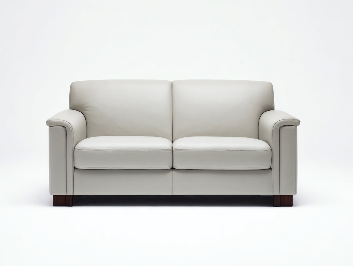 Canapé 2 places- Cuir- 184x90x82 cm- Blanc cassé- Style moderne