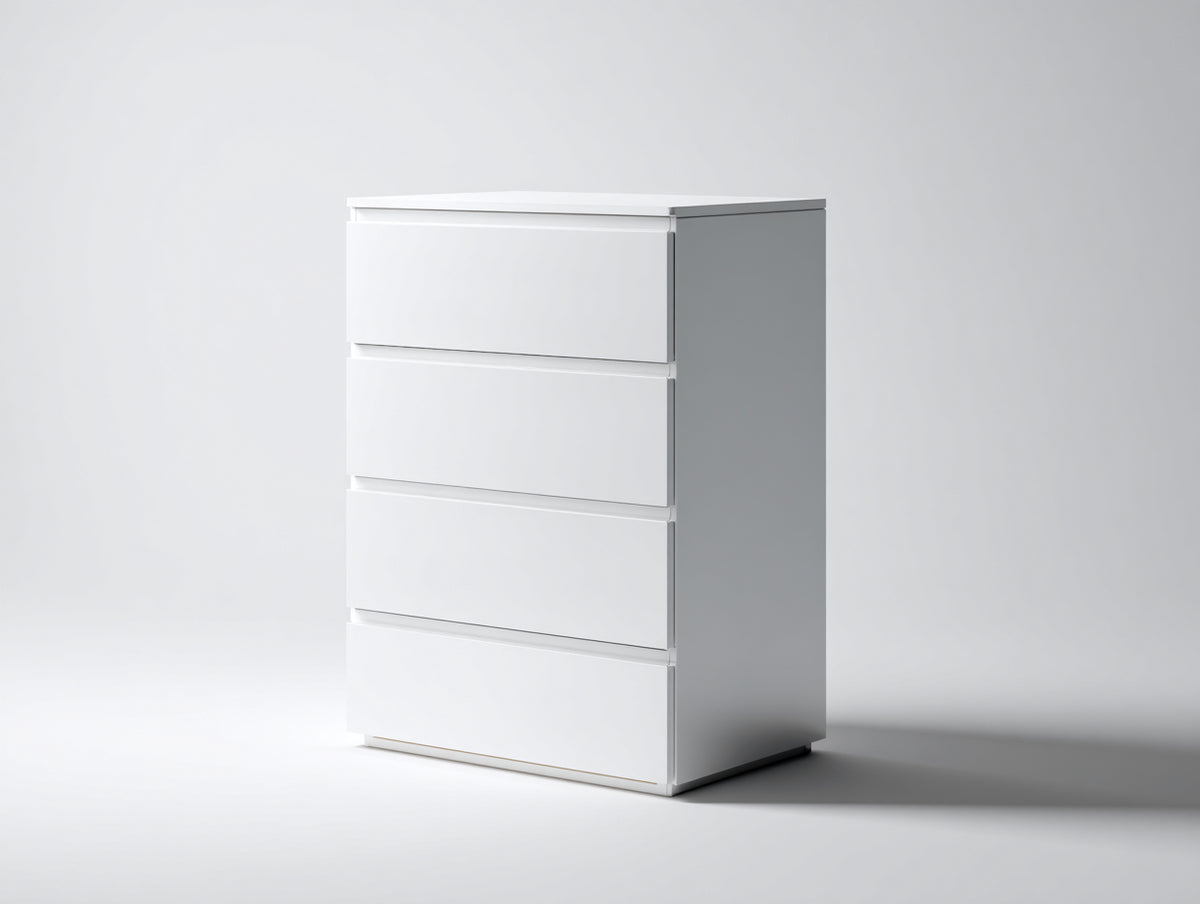 Table de chevet - Panneaux de bois - 65 x 40 x 110 cm - Blanc - Style minimaliste à façades lisses