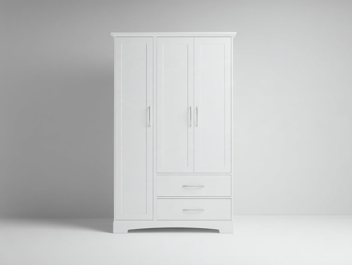 Armoire - Panneaux de bois - 140 x 55 x 200 cm - Blanc - Style classique