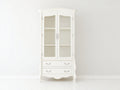 Vitrine - Bois - Verre - 105 x 45 x 200 cm - Blanc ivoire - Style romantique