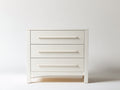 Table de chevet - Panneaux de bois - 90 x 42 x 85 cm - Blanc cassé - Style scandinave avec poignées allongées