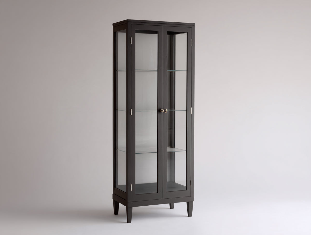 Vitrine - Bois - Verre - 82 x 40 x 180 cm - Gris anthracite - Style contemporain