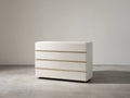 Table de chevet - Panneaux de bois - 95 x 42 x 82 cm - Blanc cassé - Style contemporain à socle en retrait