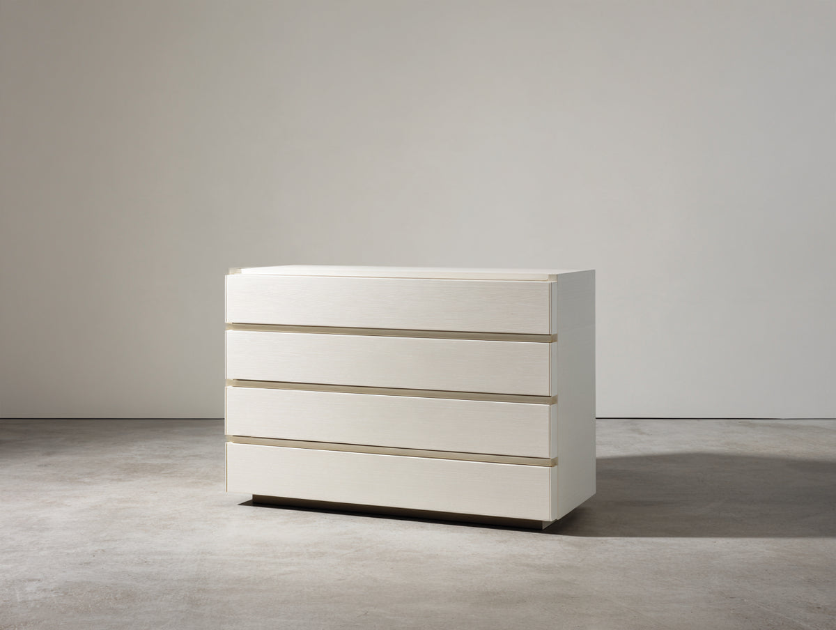 Table de chevet - Panneaux de bois - 95 x 42 x 82 cm - Blanc cassé - Style contemporain à socle en retrait