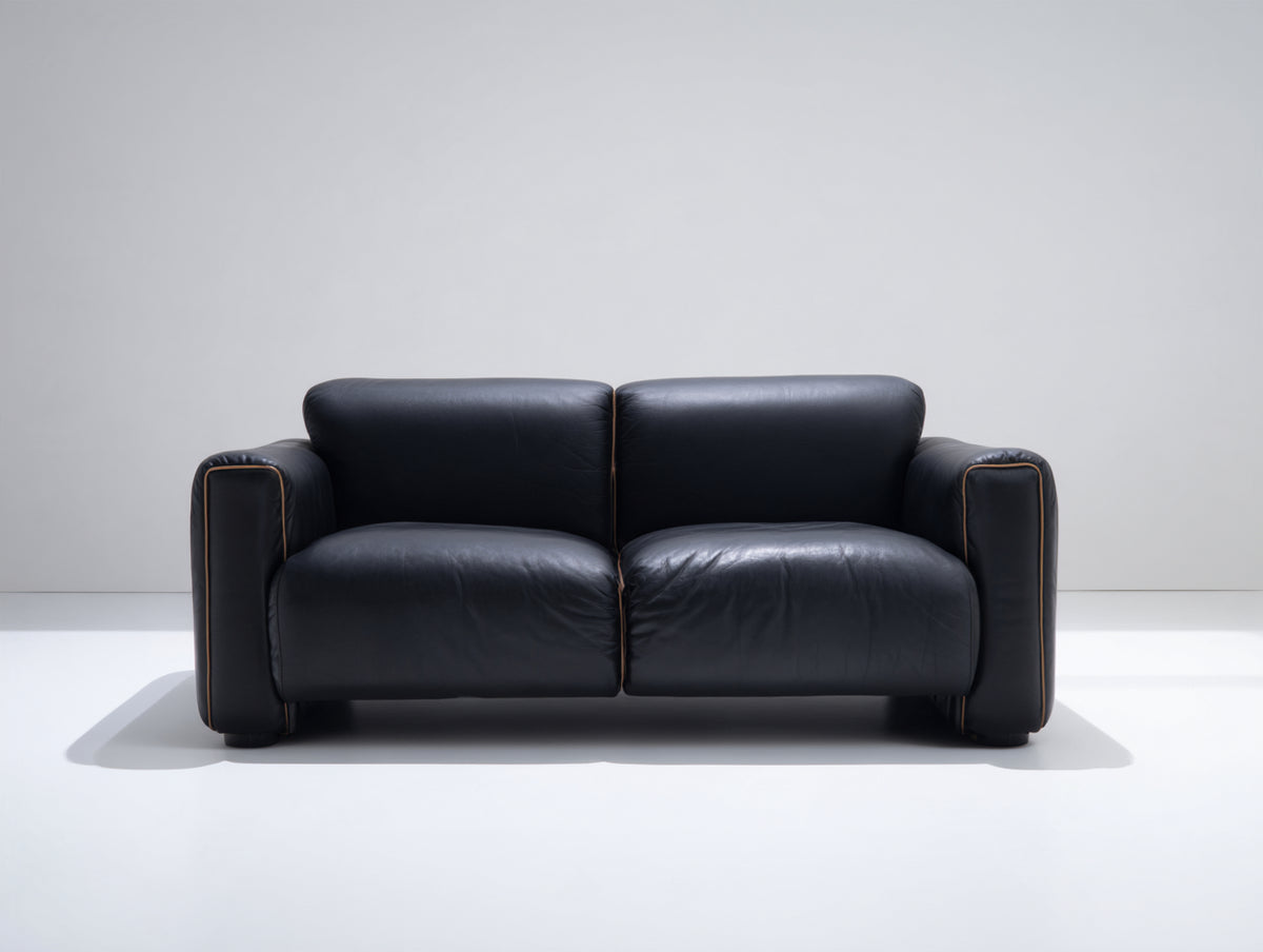 Canapé 2 places- Cuir- 185x92x78 cm- Noir- Style moderne