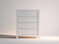 Table de chevet - Panneaux de bois - 80 x 42 x 96 cm - Blanc cassé - Style scandinave avec poignées rondes