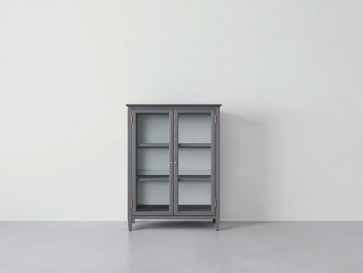 Vitrine - Bois - Verre - 90 x 40 x 120 cm - Gris ardoise - Style contemporain