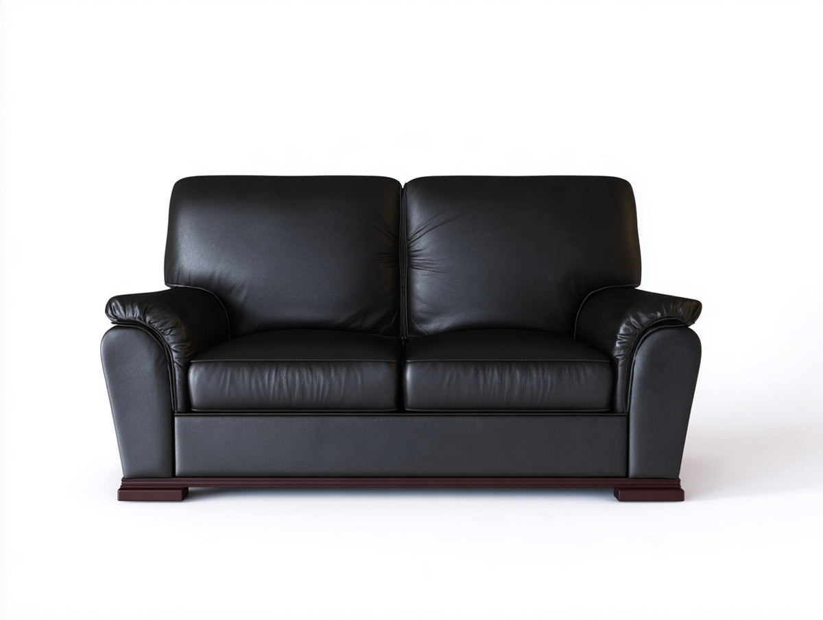 Canapé 2 places- Cuir- 184x90x83 cm- Noir- Style traditionnel
