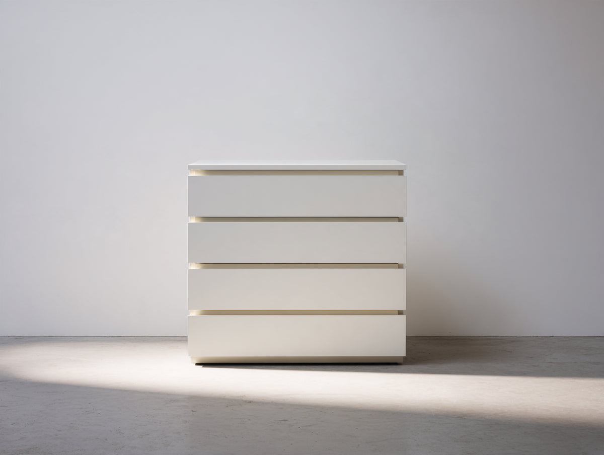 Table de chevet - Panneaux de bois - 90 x 40 x 85 cm - Blanc cassé - Style contemporain aux lignes horizontales