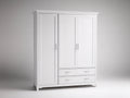 Armoire - Panneaux de bois - 160 x 55 x 200 cm - Blanc - Style classique
