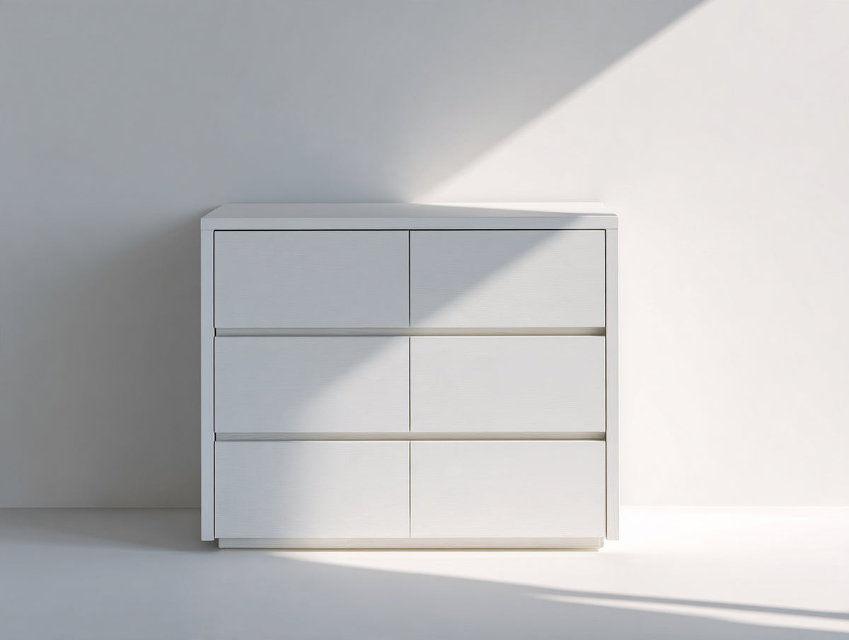 Table de chevet - Panneaux de bois - 100 x 40 x 80 cm - Blanc - Style minimaliste sans poignées