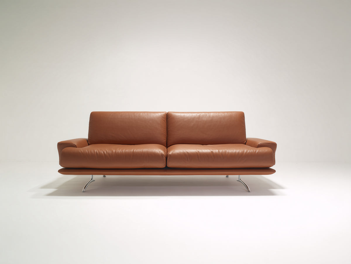 Canapé 2 places- Cuir- 186x90x82 cm- Marron- Style moderne