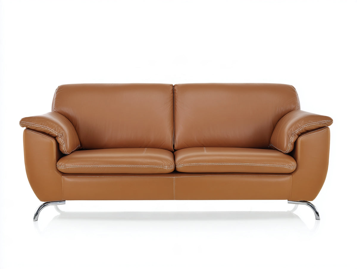 Canapé 2 places- Cuir- 187x89x80 cm- Cognac- Style moderne