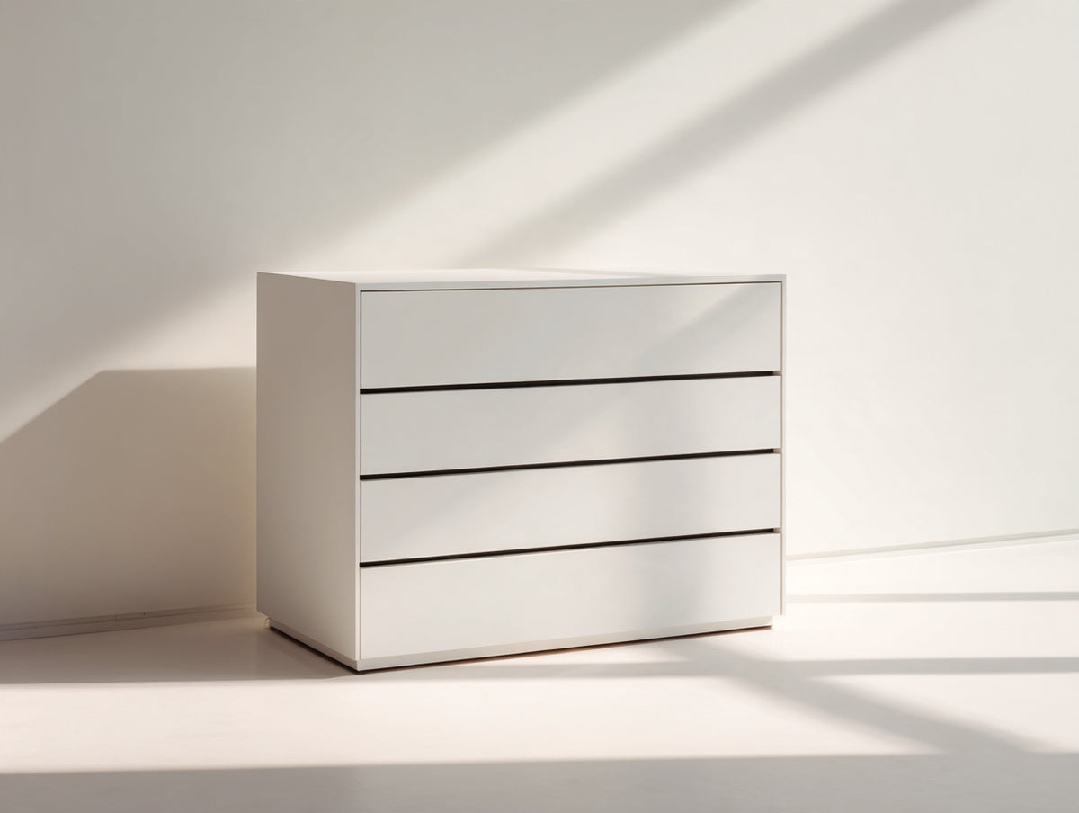 Table de chevet - Panneaux de bois - 110 x 45 x 85 cm - Blanc - Style contemporain aux lignes épurées