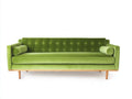 Canapé 2 places- Velours- 190x85x82 cm- Vert olive- Style mid-century