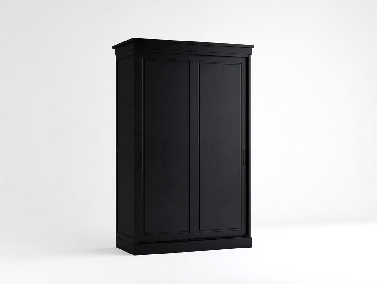 Armoire - Panneaux de bois - 125 x 55 x 195 cm - Noir - Style classique